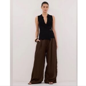 NWT DISSH PAULA KNIT WRAP TOP IN BLACK